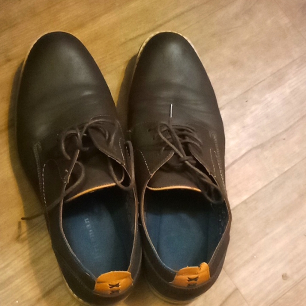 Freeman Walton Mens size 12M brown lace up business casual oxfords dress shoes